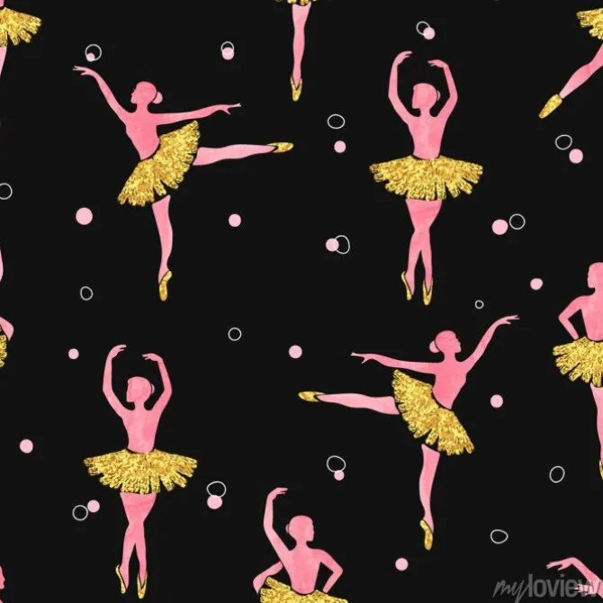 Tapeta: Taniec ballerinas szwu wzorca. ilustracji wektorowych.