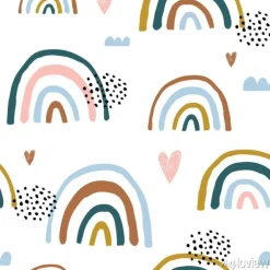 Tapeta: Tęcze i serduszka w stylu skandynawskim