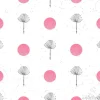 Tapeta: Tle kwiatów bez szwu wzór czarno-biały z sylwetka puch dandelion.
