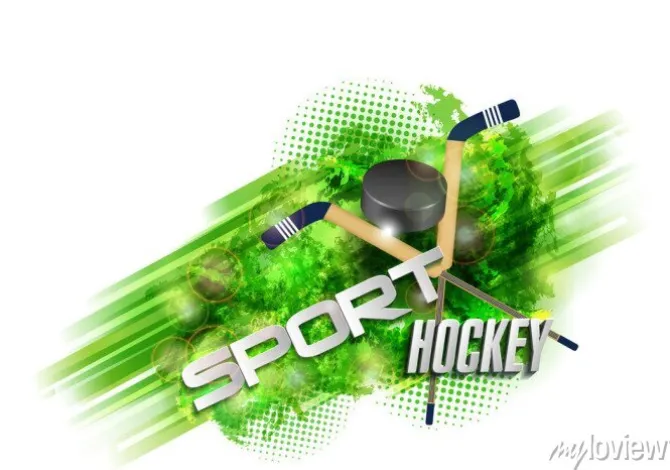 Tapeta: Tło wektor z hokeja sportowego tekst, sprzęt, kij hokejowy i