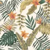 Tapeta: Tropical leaves and flowers abstract colors seamless white background
