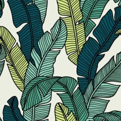 Tapeta: Tropikalne liście w odcieniach zieleni w stylu akwareli