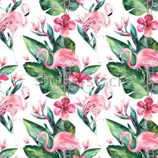 Tapeta: Tropikalny bezszwowe kwiatowy lato wzór tła z liści tropikalnej