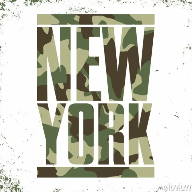 Tapeta: Typografia kamuflażu dla wydruku t-shirtów. nowy jork, varsity,