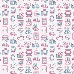 Tapeta: Ubezpieczenia bez szwu z cienkimi ikonami linii: zdrowie, życie,