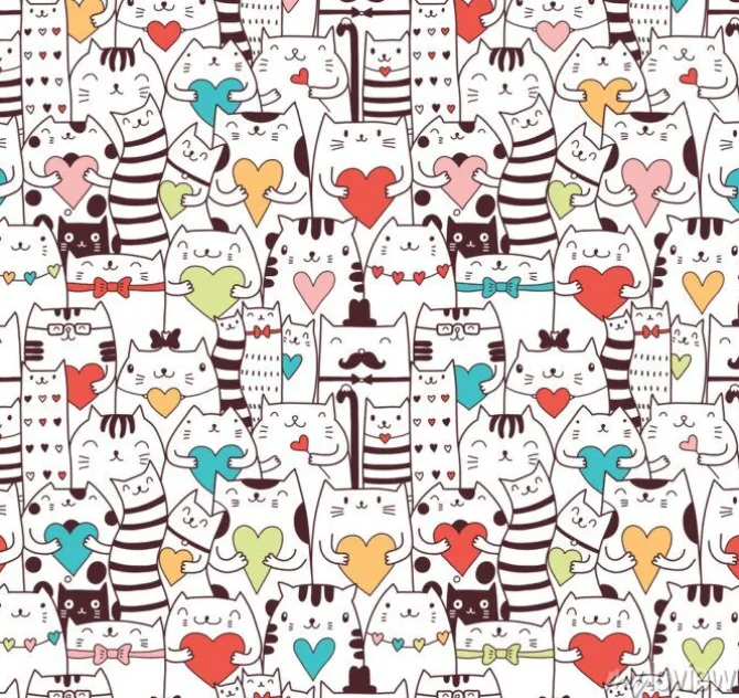 Tapeta: Urocze kotki z serduszkami