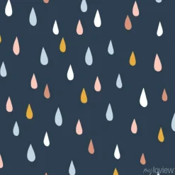 Tapeta: Various raindrops. kids drawing style. childish scandinavian