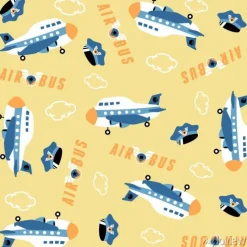 Tapeta: Vector cartoon seamless pattern with plane, pilot hat, clouds