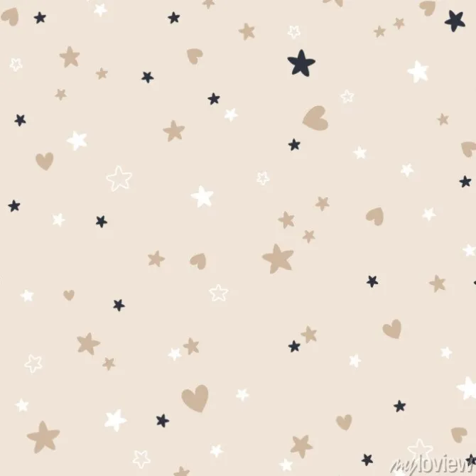 Tapeta: Vector seamless boho pattern with stars and hearts