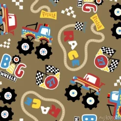 Tapeta: Vector seamless pattern of monster truck race cartoon