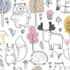 Tapeta: Vector seamless pattern with hand drawn wild forest animals,