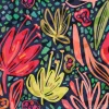 Tapeta: Vector seamless tropical pattern with bright minimalistic flowers