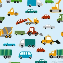 Tapeta: Vehicle pattern design with several machines - funny hand drawn