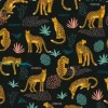 Tapeta: Vestor seamless pattern with leopards and abstract tropical leaves.