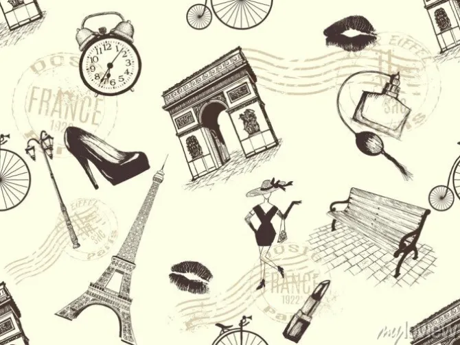 Tapeta: Vintage bezszwowe wzór motywu paryskiego