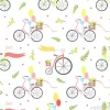 Tapeta: Vintage bikes with flowers and balloons seamless pattern vector