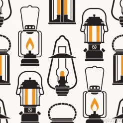 Tapeta: Vintage latarnie wzór w trybie monochromatycznym. różne lampy