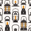 Tapeta: Vintage latarnie wzór w trybie monochromatycznym. różne lampy