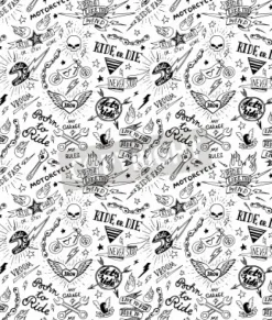 Tapeta: Vintage tradycyjny tatuaż rowerzysta bez szwu, ilustracji