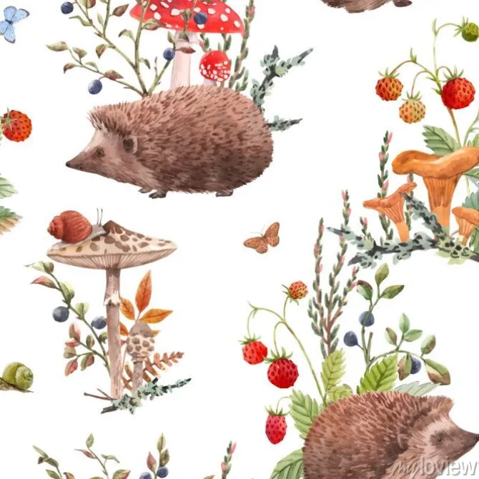 Tapeta: Watercolor autumn forest vector pattern