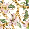 Tapeta: Watercolor gold chains and rings seamless pattern with white