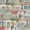 Tapeta: Watercolor seamless pattern with houses. hand drawn illustration.