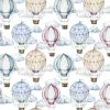 Tapeta: Watercolor seamless pattern with clouds and hot air balloons.