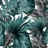 Tapeta: Watercolor seamless pattern with tropical leaves palms monstera