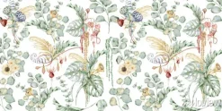 Tapeta: Watercolor seamless pattern with anemone flowers, eucalyptus