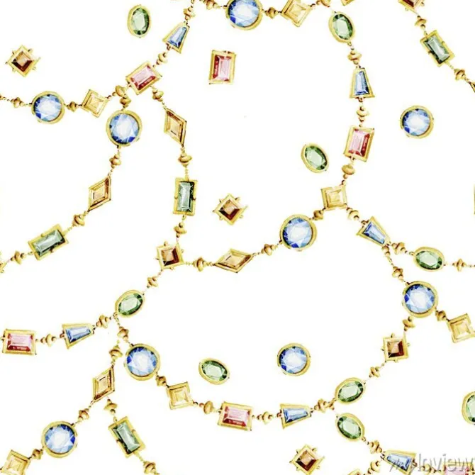 Tapeta: Watercolor seamless pattern of jewelry chains and multicolor