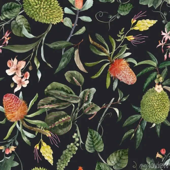 Tapeta: Watercolor tropical seamless vector pattern