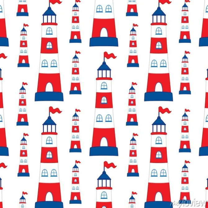 Tapeta: Wektor bezszwowych wzór z latarnia morska. latarnia morska bezszwowych