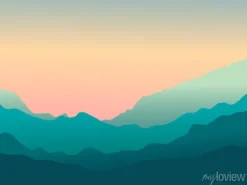 Tapeta: Wektor krajobraz z górami. zachód słońca w górach.
