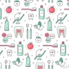 Tapeta: Wektor naukowy wzór bez szwu z dentystą sprzętu na białym tle.