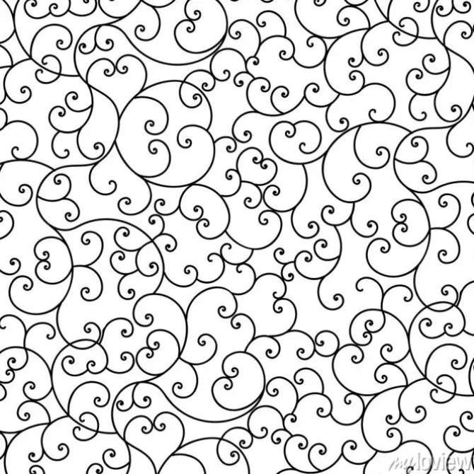 Tapeta: Wektor piękny prosty wzór rozkwitać w kolorze czarnym na białym