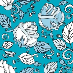 Tapeta: Wektor ręcznie rysowane styl szkic elegancki vintage rose niebieski