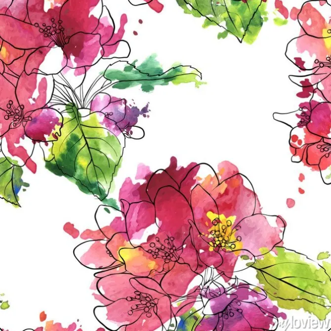 Tapeta: Wektor wzór z kwiatami jabłoni