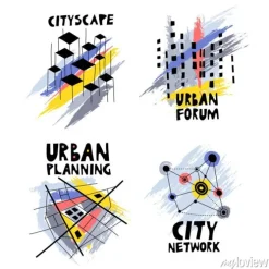Tapeta: Wektor zestaw modnych logo na temat urbanistyki, forum miasta,