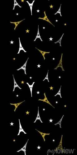Tapeta: Wektor złota biały eifel tower paris pionie seamless pattern