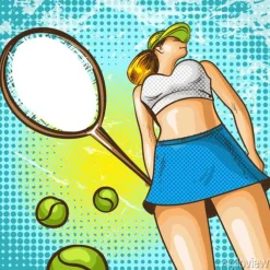 Tapeta: Wektorowa pop sztuki ilustracja gracz w tenisa z kantem