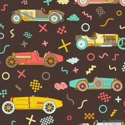 Tapeta: Wektorowego biegowego retro sportowego samochodu bezszwowy wzór.