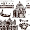 Tapeta: Weneckie znaki architektoniczne bezszwowe wzór wektor zestaw: