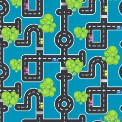 Tapeta: Widok z góry drogowe i ulice bez szwu wektora niebieski wzór.