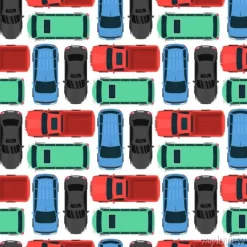 Tapeta: Widok z góry kolorowe zabawki samochodowe bezszwowe tło wzór