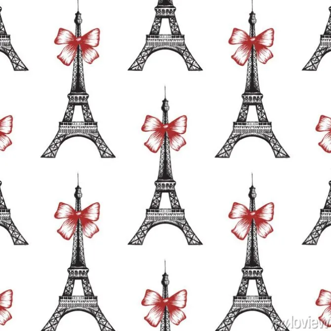 Tapeta: Wieża eiffla bez szwu deseń ilustracji wektorowych