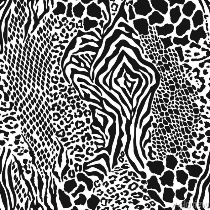 Tapeta: Wild animal skins patchwork camouflage wallpaper black and white