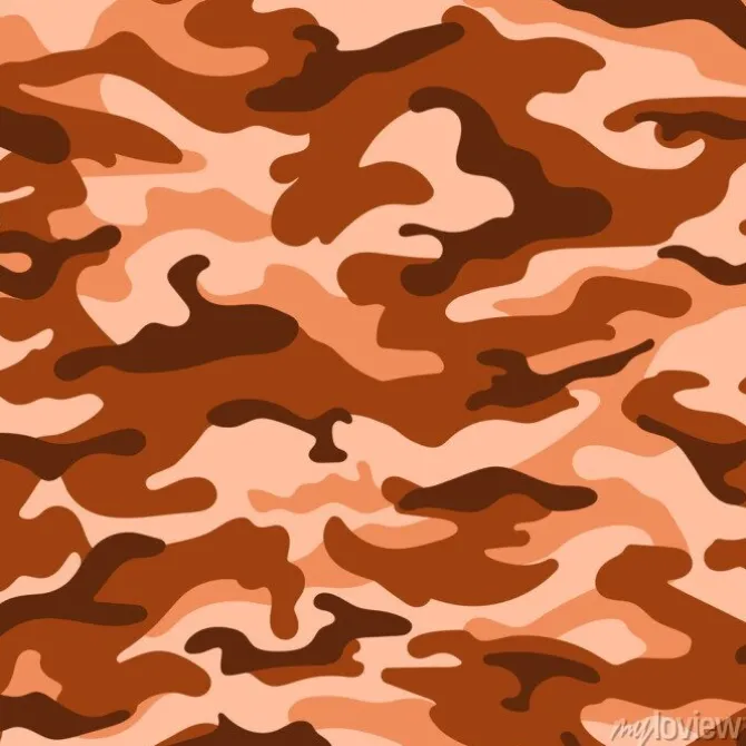 Tapeta: Wojskowy wzór kamuflażu bez szwu, pomarańczowy kolor brązowy.