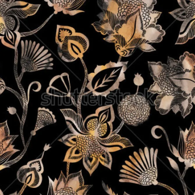 Tapeta: Współczesny etniczne wzór z kwiatowymi elementami.