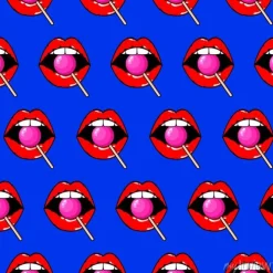 Tapeta: Wzór kobiety czerwone usta z lizakiem
