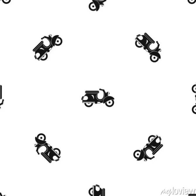 Tapeta: Wzór skuter bez szwu czarny